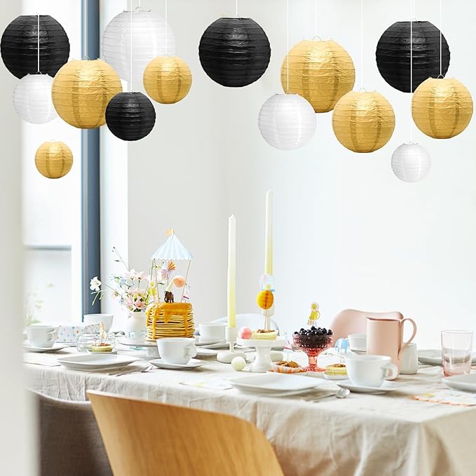 21 Pcs Paper Lanterns Party Decorations, 4/6/8/10 Inch Round Chinese Hanging Paper Lanterns for Wedding, Birthday, Baby Shower, Graduation, Classroom Ceiling Decorations Indoor Outdoor
