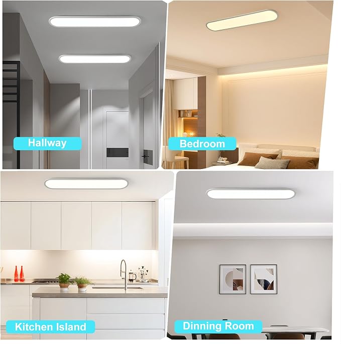 27.6-Inch Dimmable LED Linear Ceiling Light, 36W Low Profile | Ultra-Thin White Fixture with APP & Remote, 3000K-6500K, 10%-100% Brightness for Kitchen, Bedroom, Hallway and Study