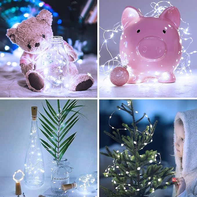 JMEXSUSS 2 Pack White Fairy Lights Battery Operated, Total 200 LED 66ft | Twinkle Lights with Remote, Timer, 8 Mode White String Lights for Bedroom Backdrop Dorm Ceiling Centerpiece Tree Party Decor