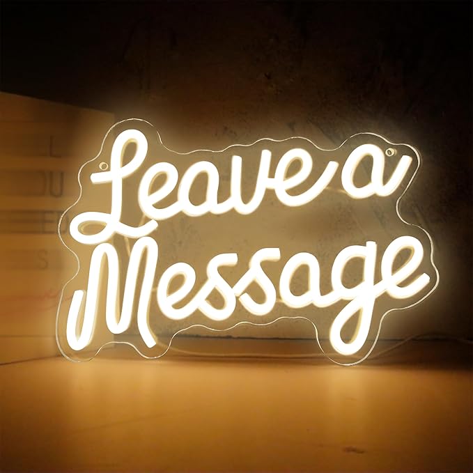 Leave A Message Neon Sign, Guestbook Neon Light LED Reception Desk Welcome Sign USB Powered Dimmable, for Wedding Hotel Spa Salon Storefront Business Wedding Backdrop Decor(12.5 * 8.4 In)