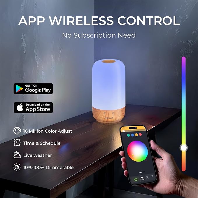 Tikkitouch Long Distance Lamps Set of 3 WiFi & Bluetooth Connected Long Distance Relationship Gift for Mom, Friends, Family, and Parents