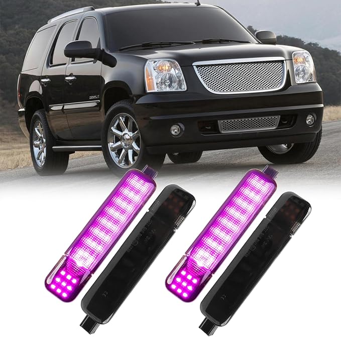 LED Side Door Panel Courtesy Lights, Fit for Chevy Sierra GMC C/K | Fit for Yukon Silverado 1500 2500 3500 Avalanche, Suburban, Hum-mer H2 Car Interior Panel Lighting,Purple-Smoking Lens