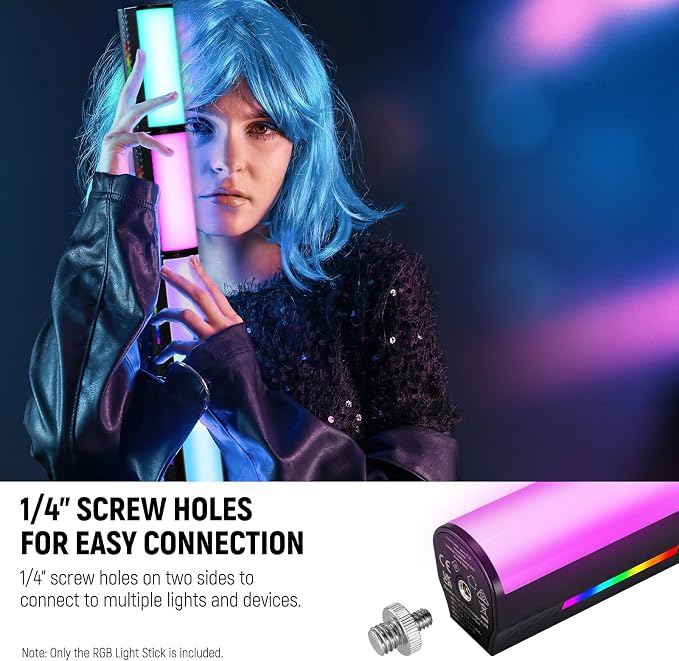 NEEWER Magnetic Handheld Light Wand [2 Pack] with APP Control, 360° Full RGB Mini LED Video Light Stick 2500K~8500K Dimmable CRI 97 with 2550mAh Battery, 17 Scenes for Photography Vlog TikTok, TL97C