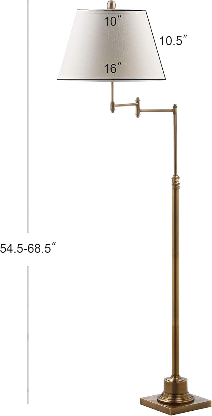 SAFAVIEH Lighting Collection Ingram Swivel Swing Arm Gold 60-inch Living Room Bedroom Home Office Standing Floor Lamp (LED Bulb Included)