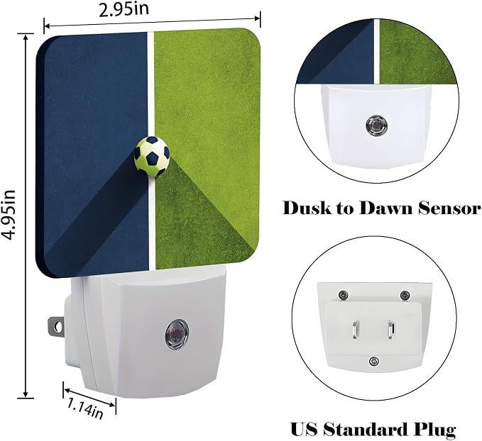 Soccer Ball Field Night Light,Plug Into Wall Decor for Stairway,Hallway,Kitchen,Dusk to Dawn Sensor Nightlights for Boys/Girls/Women/Men Room Gifts