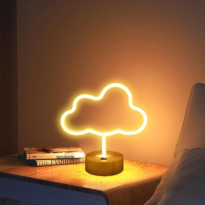ENUOLI Cute Cloud Neon Light LED Cloud Shaped Decor Night Lights Marquee Neon Sign Table Decor for Christmas Party Birthday Kids Room Living Room Wedding