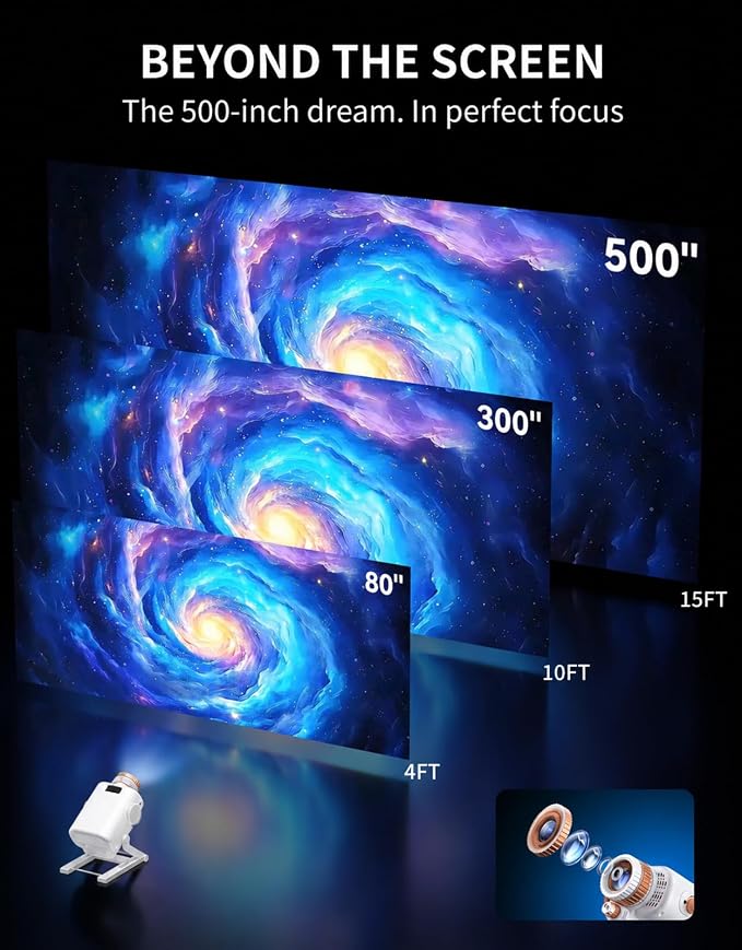 3D Galaxy Projector, Star Projector,60 Scenes, Bluetooth Speaker & Timer | 500" HD Giant Screen Projection, Stylish Bedroom & Kids' Room Decor, Great Birthday & Holiday Gift Choice