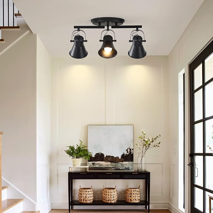 SEEBLEN 3-Lights Ceiling Track Lighting Fixtures Can Used for Mirror Front Wall Lights, Adjustable Ceiling Spotlight 3-Light Vanity Lamp