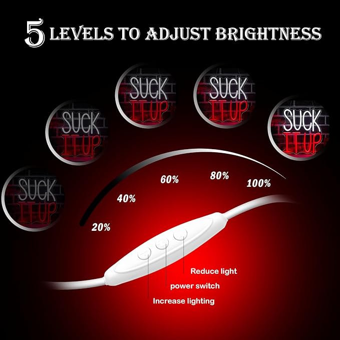 Suck It Up Neon Sign Dimmable LED Funny Game Room Bar Man Cave Decor | Bold Attitude Quote Design Creates a Fun Atmosphere for Pub Garage Basement Office Bedroom Party Entertainment Spaces