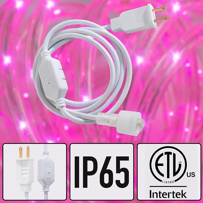 50ft Pink Rope Lights,Connectable for Indoor & Outdoor,110V Transparent Flexible Tube Lights,Waterproof LED Rope Lighting for Outside,Deck,Patio,Pool,Camping,Bedroom Decor,Landscape Lighting