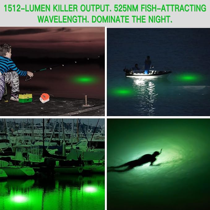 Underwater Green Fish Light Compatible with Black & Decker Batt