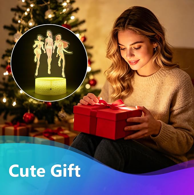 Cartoon Night Light, Korea Pop 3D Illusion Lamp with 16 Colors Changing, Timer Function, 4 Flash Modes and Dimmable, Room Decoration, Holiday Xmas Gifts