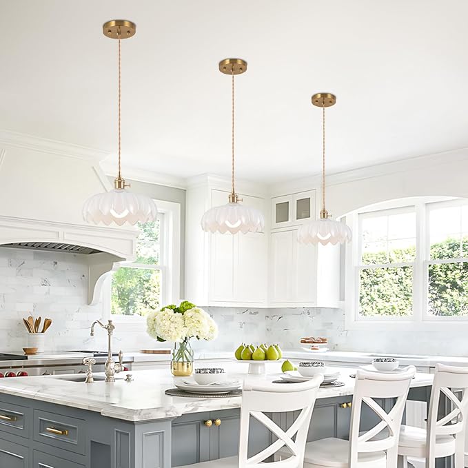 Battery Operated Pendant Light,White Vintage Light Fixtures RGB Rechargeable Light Bulb 2500mAh 9.8in with Remote Control Wireless Adjustable Chandelier for Kitchen Island Hallway 1 Light