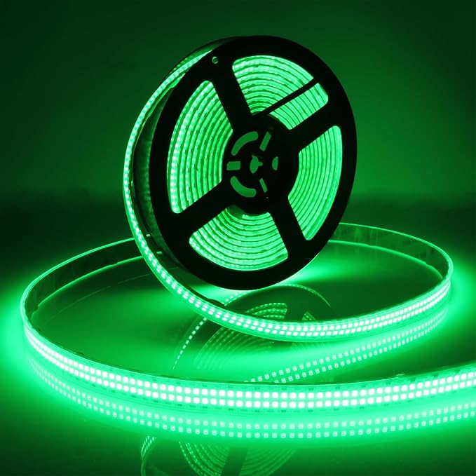 Green 12V LED Strip Lights 16.4ft, Double Row 2400LEDs IP67 Outdoor | SMD 2835 IP67 Waterproof Super Bright Dimmable Flexible Tape Lights for Outdoor, Truck, RV, and Boat Lighting