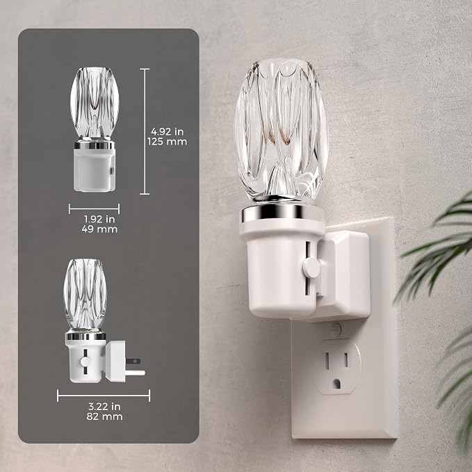 L LOHAS LED Night Light, Dimmable Night Lights Plug into Wall, Light Sensor | Automatic Nightlights Plug in, 3000K LED Nightlight, Crystal Acrylic Decorative, Hallway Bedroom Bathroom[White Base,1 Pack]