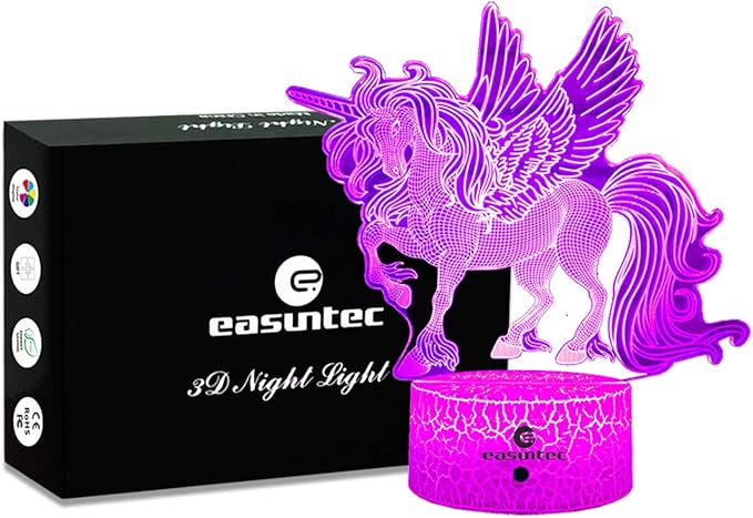 Easuntec Unicorn Night Lights for Kids with Remote & Smart Touch - 7 Colors + 16 Colors Changing, Dimmable Unicorn Toys for 1-8 Year Old Girls