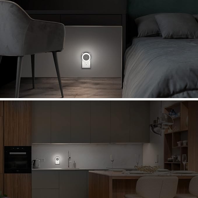 LED Night Light, Night Lights Plug into Wall, Dusk to Dawn Sensor | 4 Pack LED Night Light for Kids Room, 5000K Daylight White Bright Nightlight Plug in Night Light for Bathroom Stair Hallway