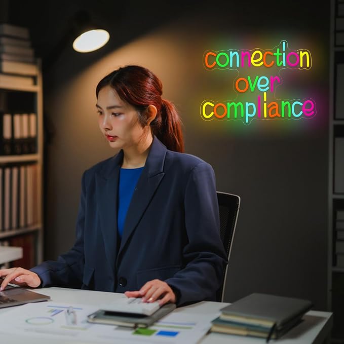 Connection Over Compliance Neon Sign LED Neon Light Positive Quotes USB Powered Vibrant Positive Affirmation Light Sign for Wall Decor Man Cave Room Party Club Bar(12.2 * 16.54In)