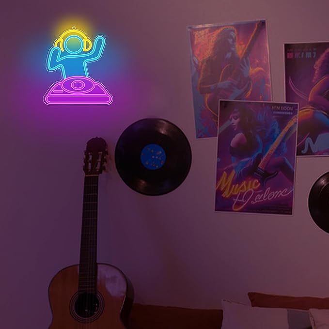 Cool Neon Sign for Wall Decor. Anywin DJ Player Neon Signs USB Led Lights with Dimmable for Bar Decor, Neon Decor Gifts for Birthday, Party for Bedroom Kidsroom Living Room Bar Gaming Room Men Cave