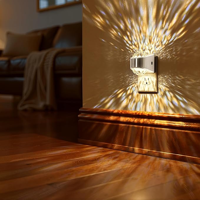 Night Light Plug into Wall, Color Changing Night Light for Kids | 3CCT Diamond Design Nightlight Projector, Dusk to Dawn Sensor for Nursery Bathroom Bedroom Gaming Room Decor Gift