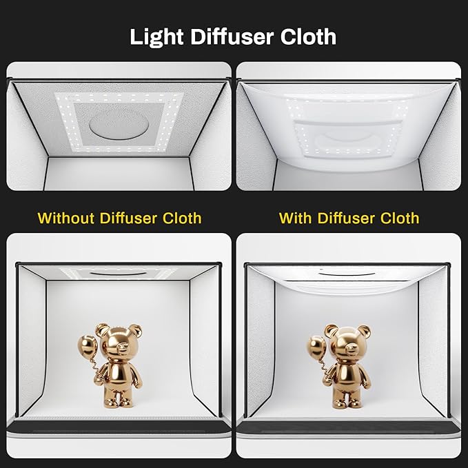 RALENO 16"x12" Photo Light Box Photography, 24W Foldable Photo Studio Light Box, Dimmable Shooting Tent Kit with CRI>95 & 6 Backdrops for Toys Jewelry Watches Cosmetics