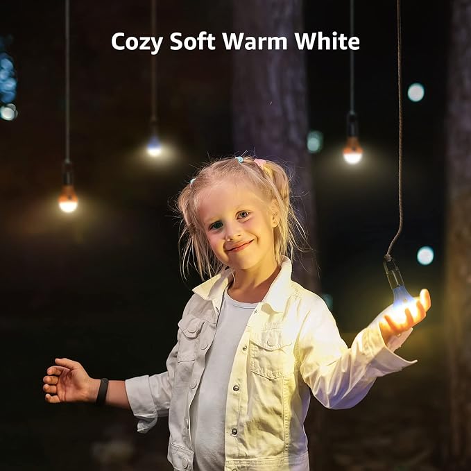 Lepro Portable LED Camping Lantern, Camping Essentials with 3 Lighting Modes, Hanging Tent Light Bulbs with Clip Hook for Camping, Hiking, Hurricane, Power Outages, Batteries Included, 2 Packs