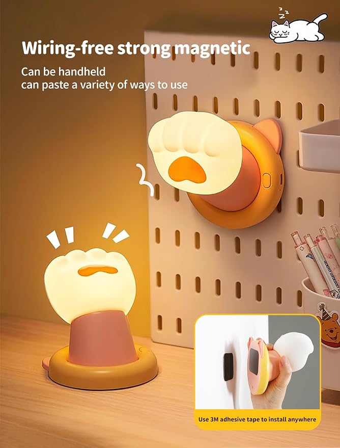 Night Light for Kids, Magnetic Wall Light, Bedside Touch Lamp, Funny Dimmable Silicone Nightlight, Funny Gifts for Women Men Family Friends Neighbors, Kitchen Office Room Decor(Cat Claw)