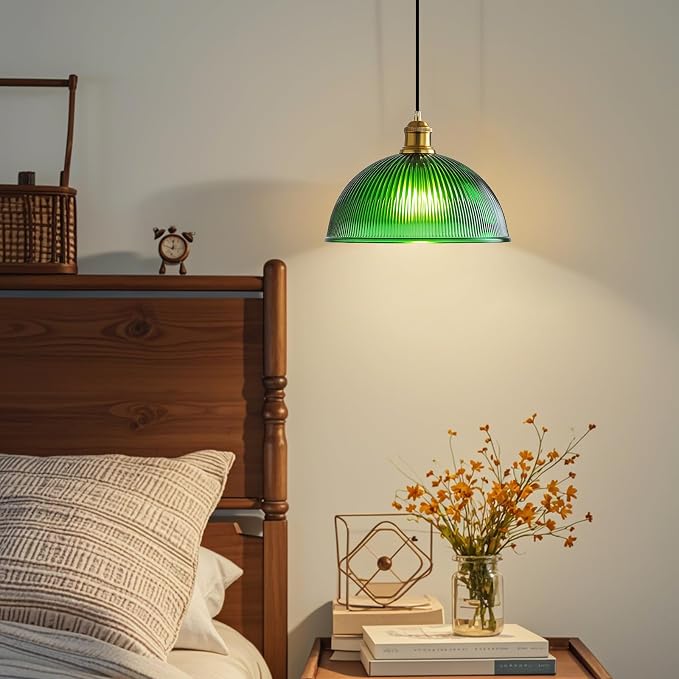 XZHGCEE Vintage Pendant Light Fixtures: Glass Pendant Lights Kitchen Island, Modern Green Chandelier Pendant Light Fixture for Bedroom Dining Room