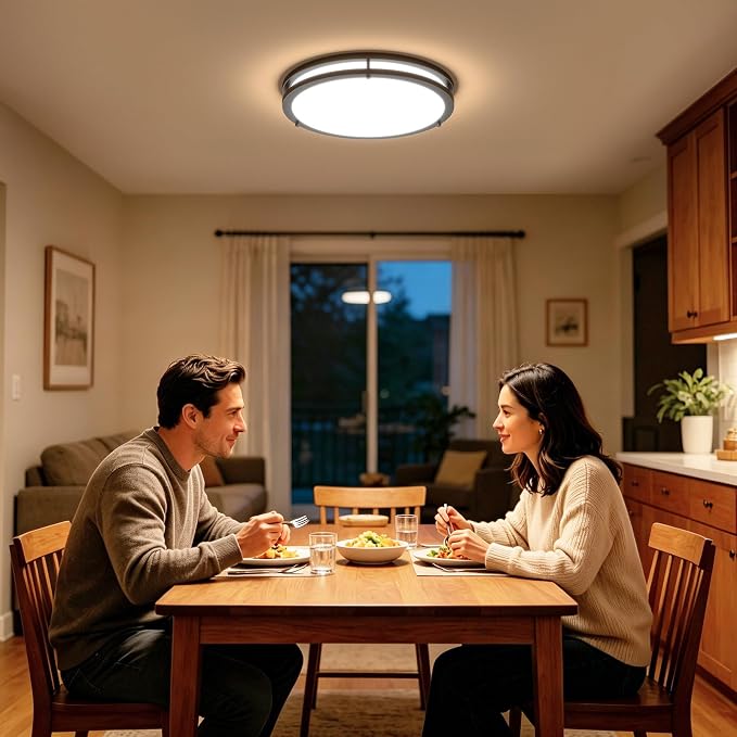 LED Ceiling Light with Remote 2 Pack 16 Inch Flush Mount Ceiling Light Fixture,32W 3000K-6000K Adjustable Color Temperature,Dimmable Lighting Fixtures for Kitchen Bedroom Hardwired Installation
