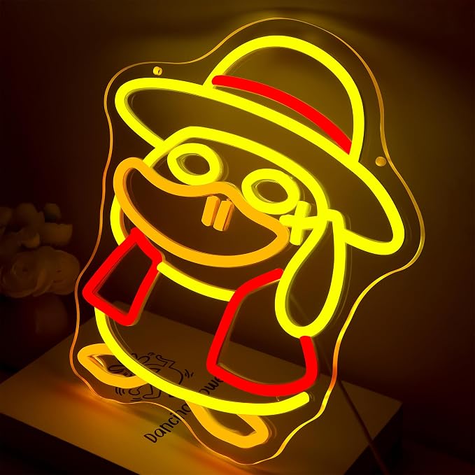 Duck Neon Sign for Wall Decor Cartoon LED Light for Man Cave | Dimmable cartoon duck neon light, bedroom, club bar dorm decor, birthday gifts for kids, size 13.7*12.5 in