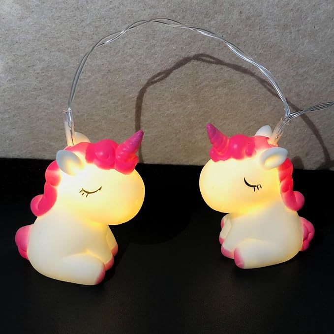 Animal Night Lights Pink Unicorns String Lights 5.4ft Battery Operated Bedroom String Llights 10 LED for Children Bedroom Home Holiday Decortion (Painted-Unicorns, 1.65m/10LED)
