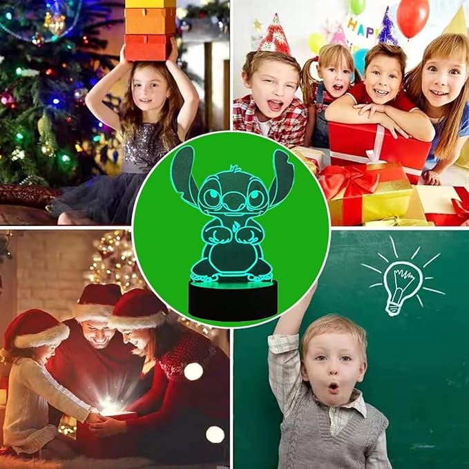LOUHH 3D Illusion Night Light, 16 Color Night Light - 3D LED Intelligent Remote Control Lamp for Children's Room Decoration and Children's Gifts