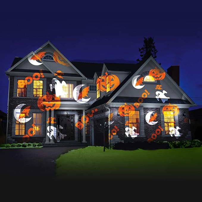 Star Shower Slide Show Full Color Projector Multi Purpose with 4 Christmas & 2 Halloween Slides Included. Weather-Resistant, Decorate for Holidays Quick & Easy.