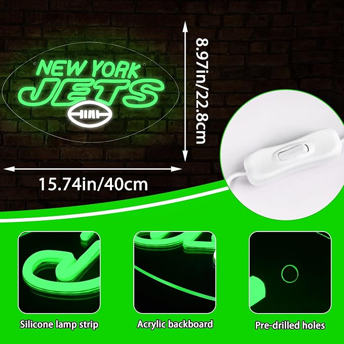 Football Neon Sign for Wall Decor Football Team Led Neon Light for Man Cave | Dimmable Rugby Team Logo Sign for Bedroom Club Bar Game Room Party Garage Decor Birthday Gift for Rugby Fans Size15.7*8.9 In