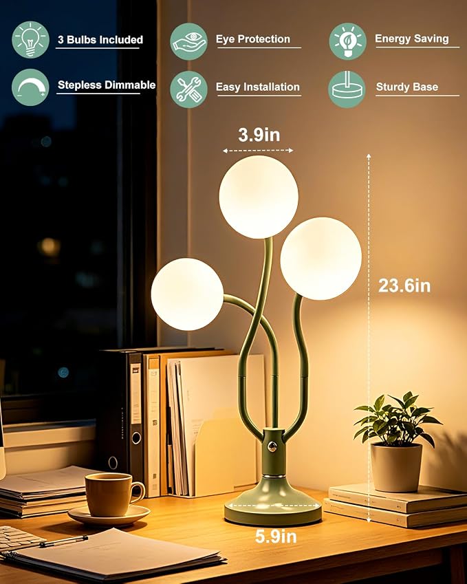 Globe Pink Table Lamp Dimmable Magic DIY Arms G9 Bulbs Included | Nightstand Modern Desk Lamp Vintage Ambient Night Light Warmwhite Kids Bedside Lamps for Living Room Bedroom Nursery Gift