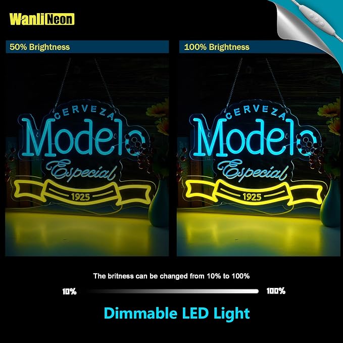 Model Neon Sign for Wall Decor, Beer Bar Dimmable LED Lights Signs for Man Cave Bedroom Home Shop Pub Bistro Party Hotel Game Room Decor Gifts, USB Powered