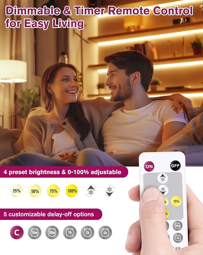 EMITEVER Warm White LED Strip Light Kit 2700K,16.4ft 600LEDs,24V Dimmable | CRI 95+,240+LM/ft.ETL 48W power supply & remote included, UL listed Strip for living room,kitchen,under cabinet & shelving