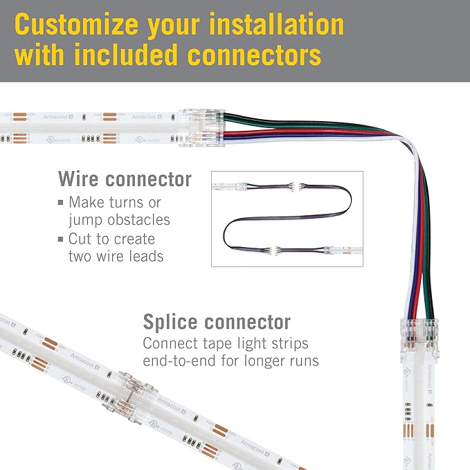 Armacost Lighting RibbonFlex Pro 24V COB LED Strip Light Tape RGB+W, 300 Lumens/Ft, 5M 177720