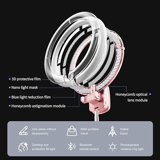 yAyusi Portable Ring Light with Stand, 4000mAh Battery Operated Cordless 10" Ring Light, Foldable Travel Ring Light, 79" Tripod Stand for Video Conference/Selfie/Live Stream/Makeup，Pink