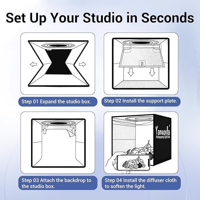 Portable Photo Light Box 16x12x16 Inch - 180 LED Professional Photography Studio with CRI 97, 3 Color Modes, Dimmable Shooting Tent Kit, 6 PVC Backdrops for Jewelry Food Product Photography