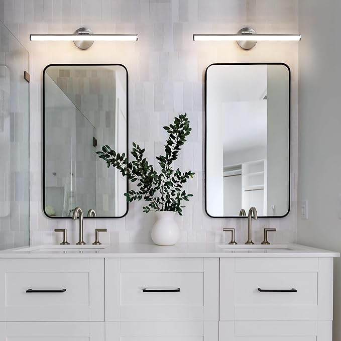 KAISITE Bathroom Light Fixture Over Mirror 22IN Brushed Nickel Vanity Lighting Fixture Dimmable LED Vanity Light Rotatable Modern Bathroom Light Bar 18W 3000K