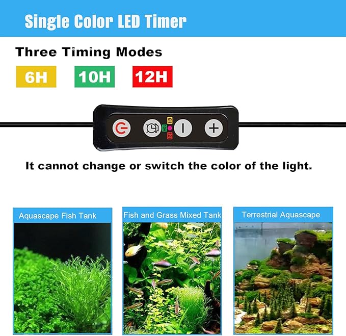 Aquarium Light Timer and Dimmer with 5.5mm x 2.1mm DC Barrel Connector, 6/10/12 Hour Modes, Adjustable 10-100% Brightness, Compatible with 12-24V DC LED Lights, 2 Pack