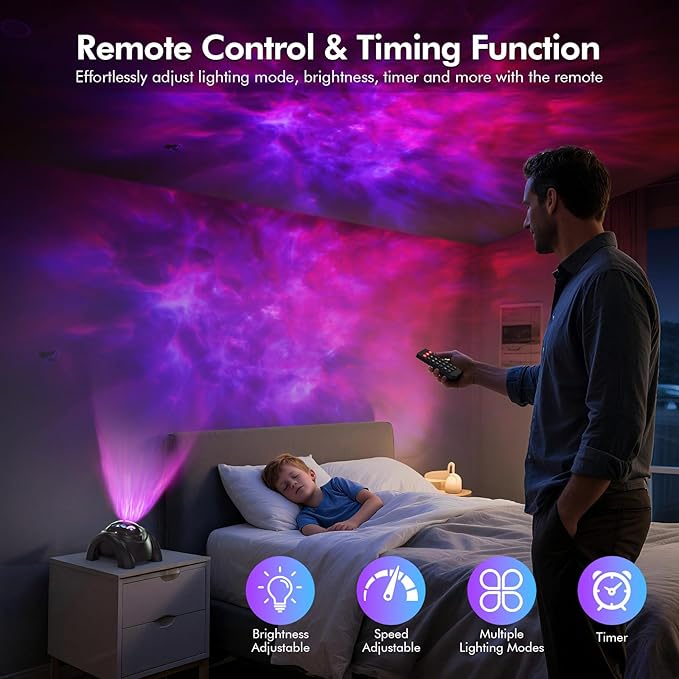 Rossetta Dual Lens Galaxy Projector, Star Projector for Bedroom with 58 Light Effects, Night Light Projector with White Noise & Bluetooth Speaker, Remote Timer, Easter Room Decor Gift for Kids Adults