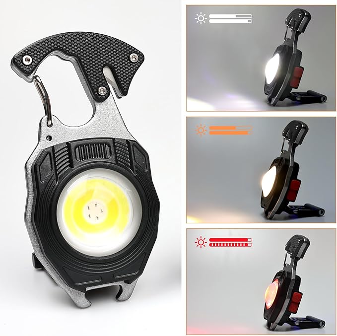 MAKDAK 4PC Keychain Flashlight Rechargeable Cob Keychain Work Light 7 Modes 1600Lumen High Lumen Flashlights for Emergencies,EDC
