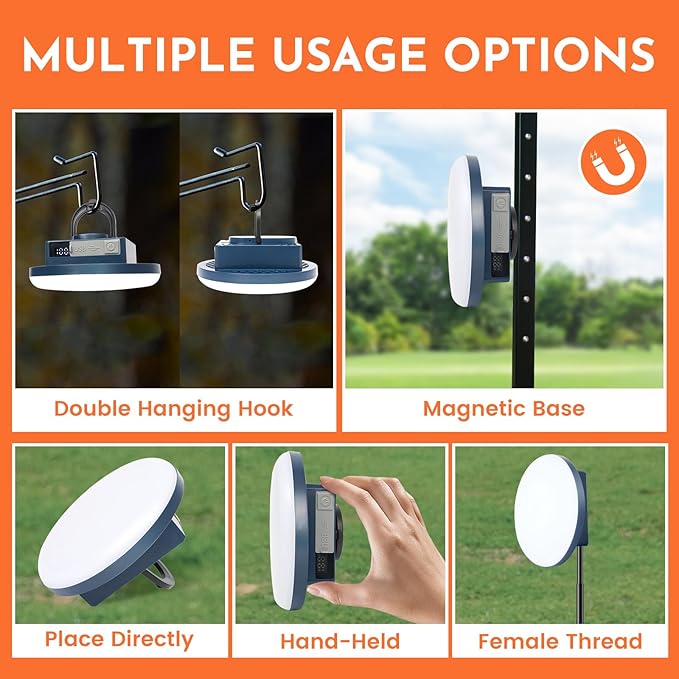 12000mAh Camping Lights 2Pack, 42W Tent Light Rechargeable, Flashlight Portable, LED Camping Lantern, Canopy Lights Outdoor, Lanterns for Power Outages, Waterproof Emergency Gear for Hurricane