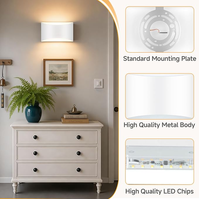 Battery Operated Wall Sconce Set of 2, Rechargeable Wall Lights | White Wireless Wall Mount Lights 3000K Bulbs, Touch & Remote Control, Clear Glass, Cordless Dimmable Indoor Lamp for Bedroom
