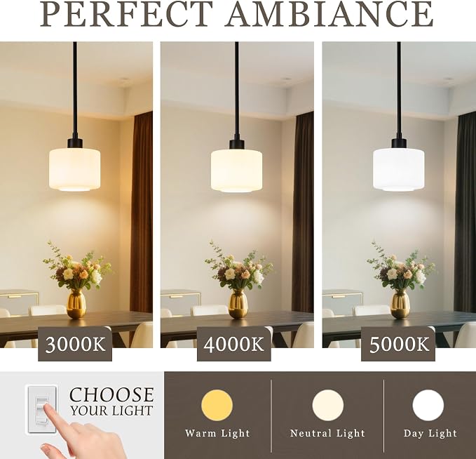 Black Pendant Lights Kitchen Island 2 Pack, Modern Milk Glass Hanging Light Fixtures with Rods, Mini Kitchen Pendant Lighting Over Island for Sink Bathroom, OS-YQ8153-2PBK