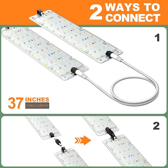 DOMMIA Grow Lights, 40W Linkable Grow Light for Indoor Plants Full Spectrum, 6/12/16h Timer, Dimmable Ultra-Thin Plant Lamp for Indoor Growing, Netural White, 1-Set