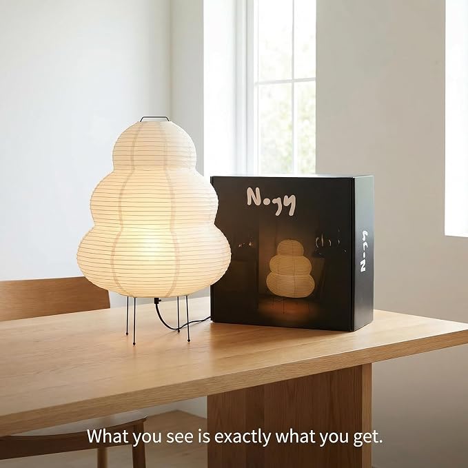 Akari Noguchi Rice Paper Lamp • Japanese Paper Lantern Lamp • Japanese Japandi Floor/Table Lamp for Soft Ambient Lighting (Akari)