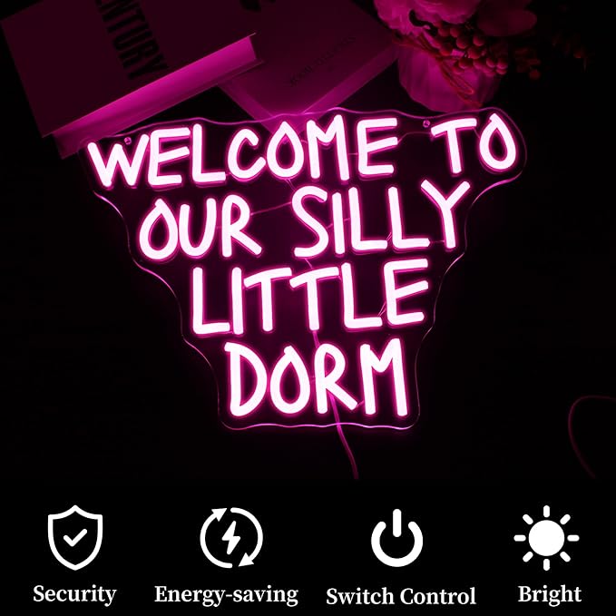 Welcome To Our Dorm Neon Sign Led Neon Lights Neon Signs for Wall Decor Light Up Sign for Birthday Party Club Gift